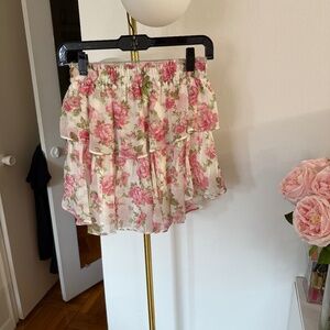Loveshackfancy pink floral skirt